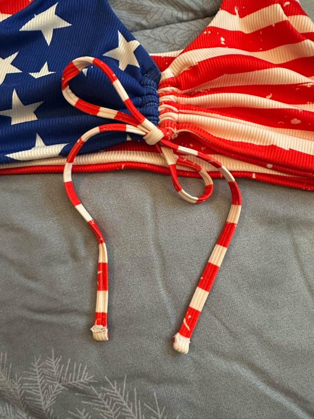 EUC SHEIN American Flag Star & Stripe Bikini Top - Red, White, Blue Sz L - Picture 3 of 5